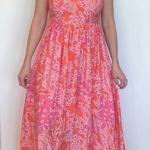 Women’s Pink and Coral Floral Maxi Dress